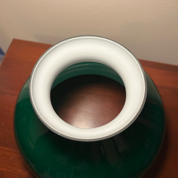 Antique Vintage Emerald Green White Cased Glass Student Lamp Shade - Picture 8 of 10